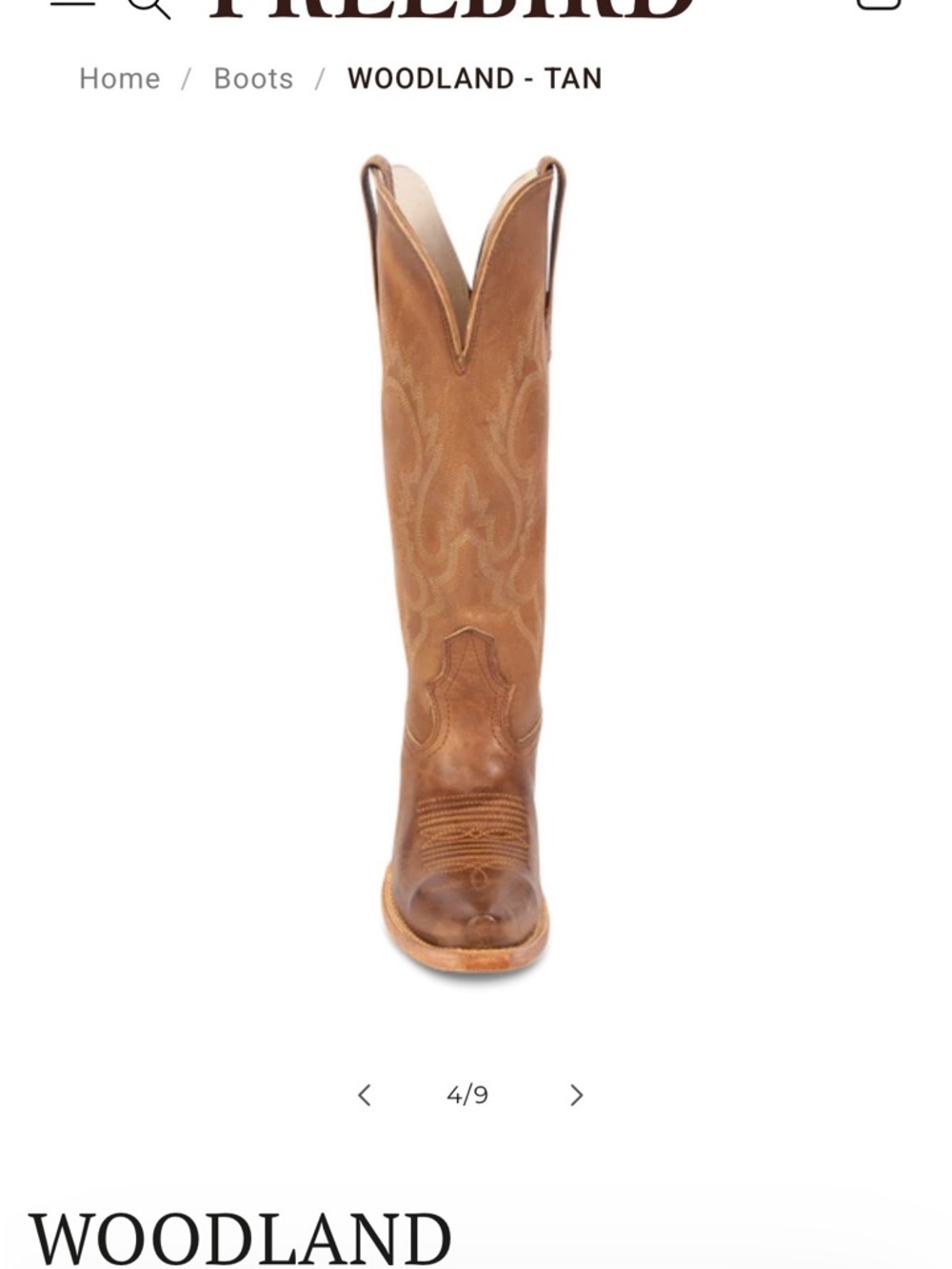 freebird tan embroidered leather Western boot - Picture 1 of 8